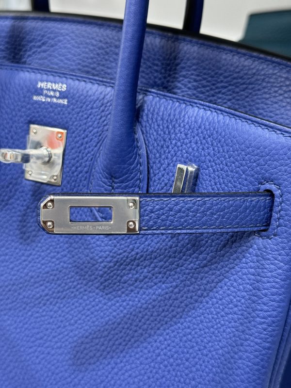 Hermes Birkin PHW Togo Dark Blue Replica Bags Silver Lock 25cm (2)