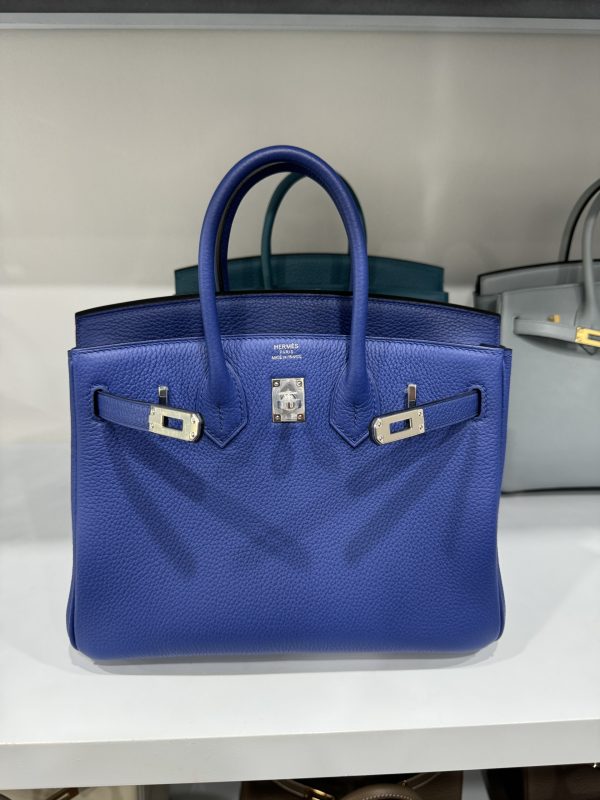 Hermes Birkin PHW Togo Dark Blue Replica Bags Silver Lock 25cm (2)