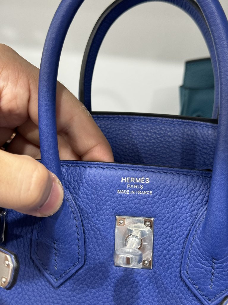 Hermes Birkin PHW Togo Dark Blue Replica Bags Silver Lock 25cm (2)