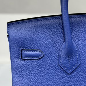 Hermes Birkin PHW Togo Dark Blue Replica Handbags Gold Lock 25cm (2)