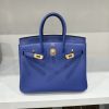 Hermes Birkin PHW Togo Dark Blue Replica Handbags Gold Lock 25cm (2)