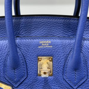 Hermes Birkin PHW Togo Dark Blue Replica Handbags Gold Lock 25cm (2)