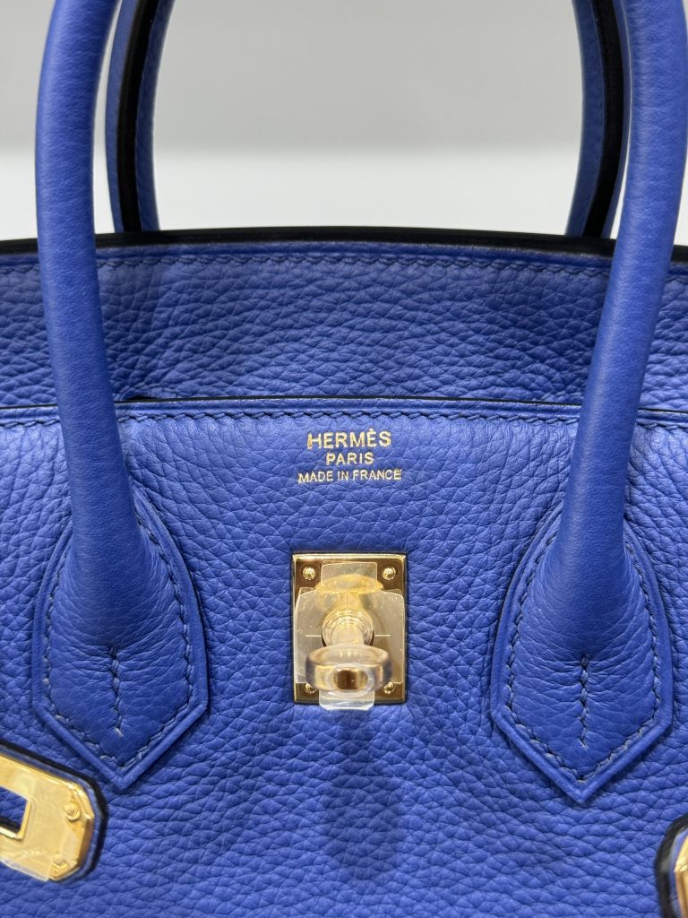 Hermes Birkin PHW Togo Dark Blue Replica Handbags Gold Lock 25cm (2)