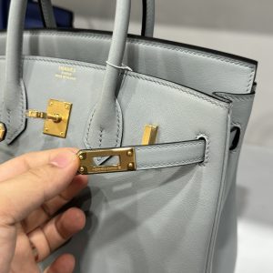 Hermes Birkin PHW Togo Gray Replica Bags Gold Lock 25cm (2)