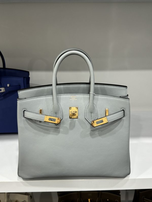 Hermes Birkin PHW Togo Gray Replica Bags Gold Lock 25cm (2)