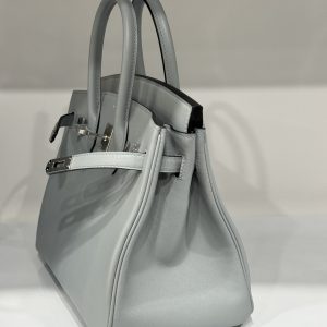 Hermes Birkin PHW Togo Gray Replica Handbags Silver Lock 25cm (2)