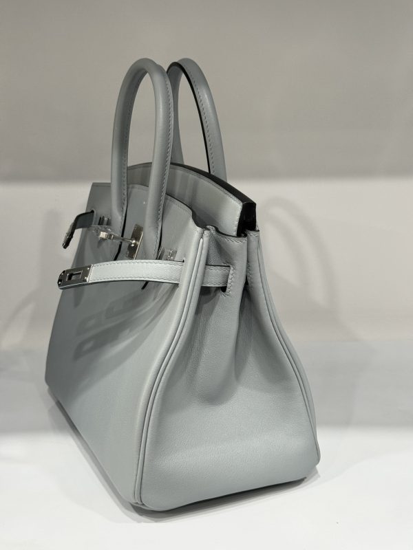 Hermes Birkin PHW Togo Gray Replica Handbags Silver Lock 25cm (2)