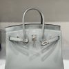 Hermes Birkin PHW Togo Gray Replica Handbags Silver Lock 25cm (2)