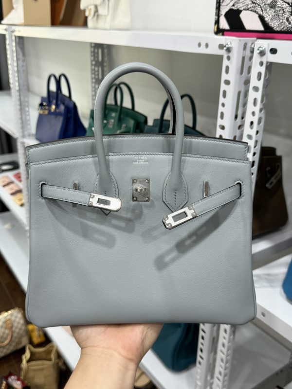 Hermes Birkin PHW Togo Gray Replica Handbags Silver Lock 25cm (2)