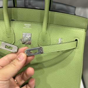 Hermes Birkin PHW Togo Green Replica Bags Gold Lock 25cm (2)