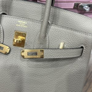 Hermes Birkin PHW Togo Replica Handbags Gray Lock Gold 25cm (2)