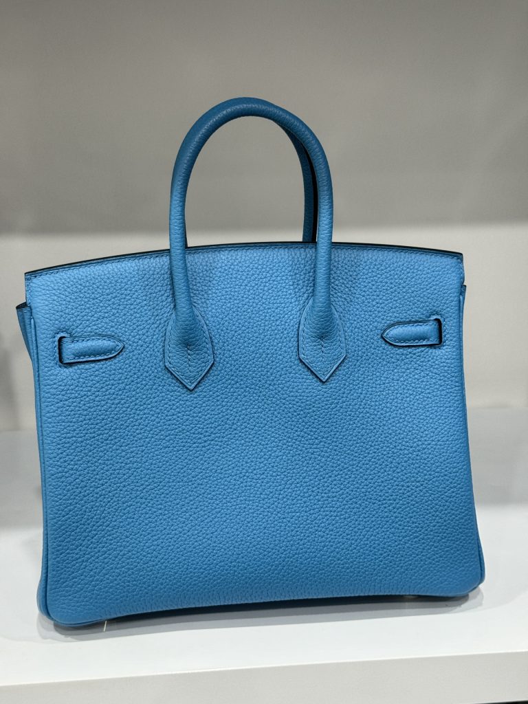 Hermes Birkin PHW Togo Womens Blue Replica Bags Lock Silver 25cm (2)