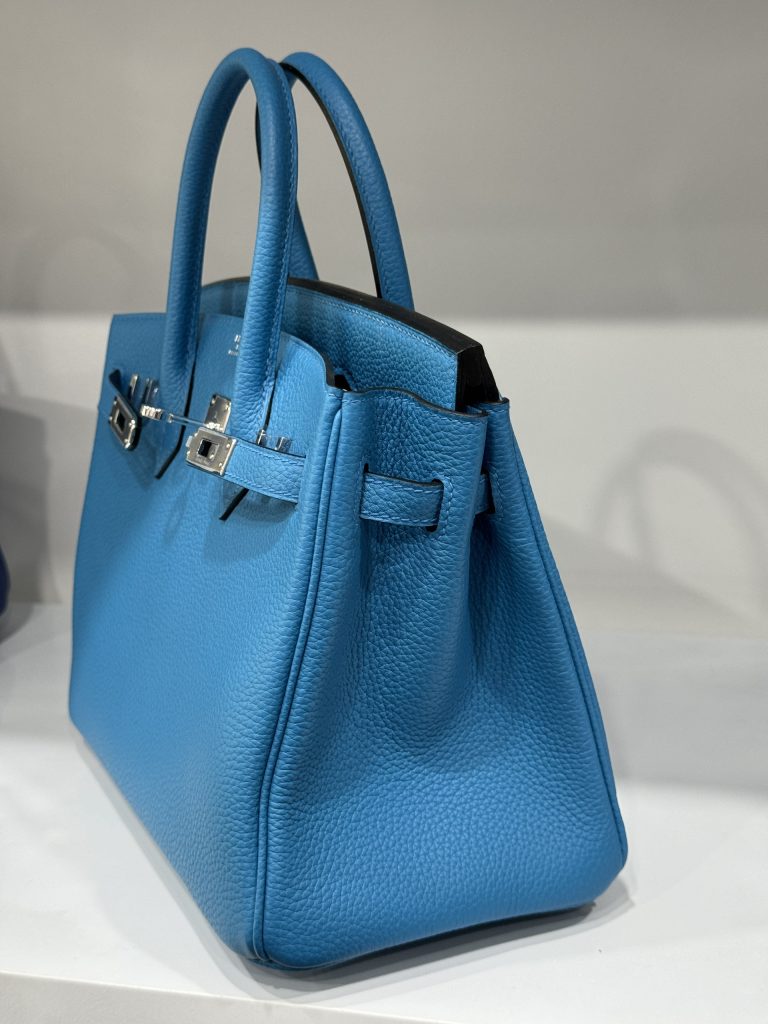 Hermes Birkin PHW Togo Womens Blue Replica Bags Lock Silver 25cm (2)