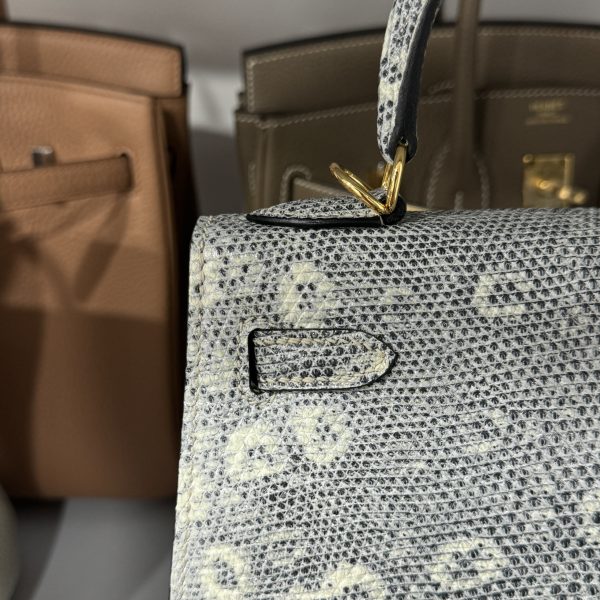 Hermes Kelly Lizard Womens Replica Handbags Lock Gold Size 28cm (2)