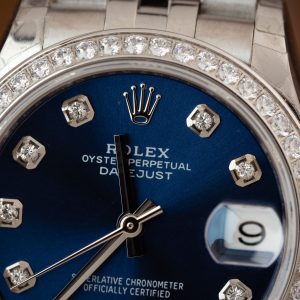 Rolex Replica Watch DateJust Women Blue Dial Bezel Diamonds 31mm (3)