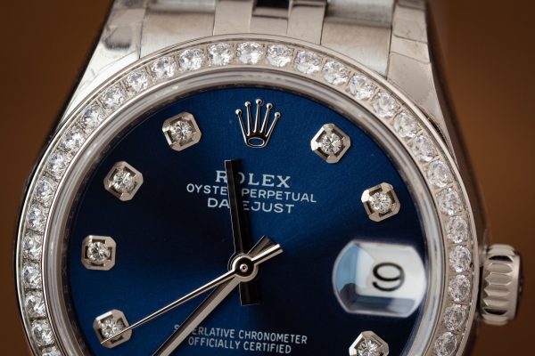 Rolex Replica Watch DateJust Women Blue Dial Bezel Diamonds 31mm (3)