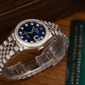 Rolex Replica Watch DateJust Women Blue Dial Bezel Diamonds 31mm (3)