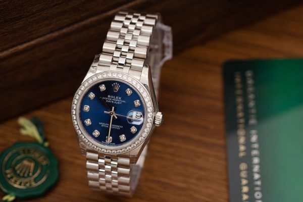 Rolex Replica Watch DateJust Women Blue Dial Bezel Diamonds 31mm (3)