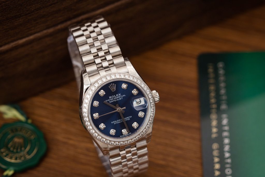 Rolex Replica Watch DateJust Women Blue Dial Bezel Diamonds 31mm (3)