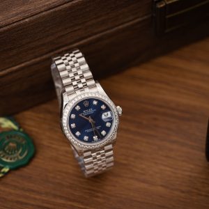 Rolex Replica Watch DateJust Women Blue Dial Bezel Diamonds 31mm (3)