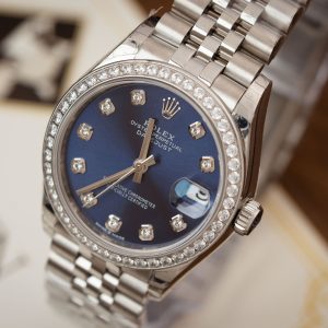 Rolex Replica Watch DateJust Women Blue Dial Bezel Diamonds 31mm (3)