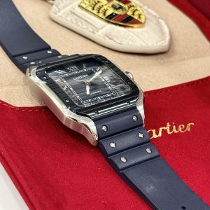 Cartier Santos WSSA0030 Replica Watches Blue Dial Rubber Band 39 (2)