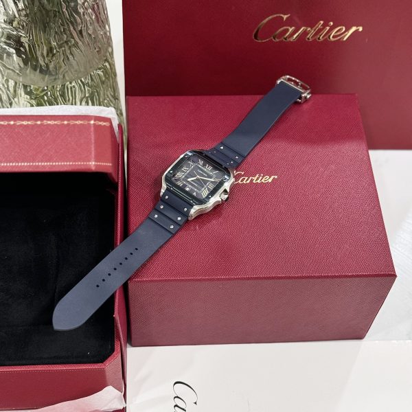 Cartier Santos WSSA0030 Replica Watches Blue Dial Rubber Band 39 (2)