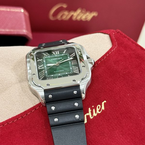 Cartier Santos WSSA0061 Replica Watches Green Dial Rubber Band 39 (1)