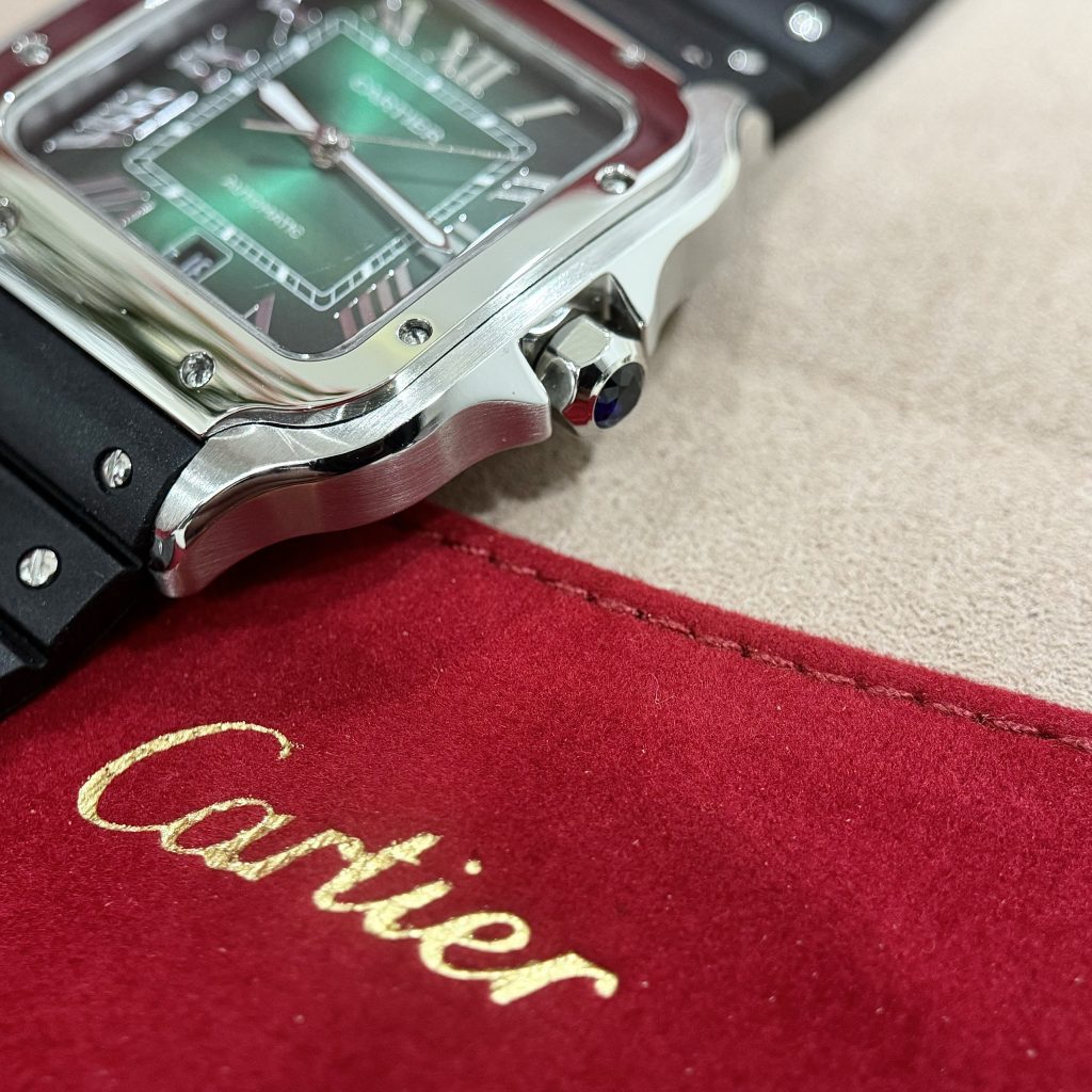 Cartier Santos WSSA0061 Replica Watches Green Dial Rubber Band 39 (1)