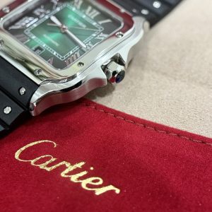 Cartier Santos WSSA0061 Replica Watches Green Dial Rubber Band 39 (1)