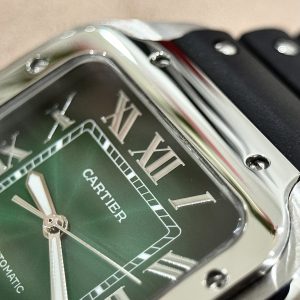 Cartier Santos WSSA0061 Replica Watches Green Dial Rubber Band 39 (1)