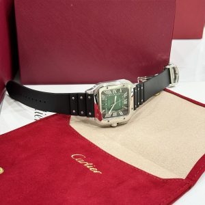 Cartier Santos WSSA0061 Replica Watches Green Dial Rubber Band 39 (1)