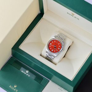 Fake Rolex Watch Oyster Perpetual 126000 Red Dial Clean Factory 41mm (2)
