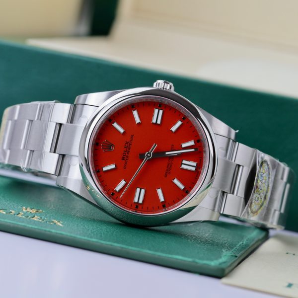 Fake Rolex Watch Oyster Perpetual 126000 Red Dial Clean Factory 41mm (1)