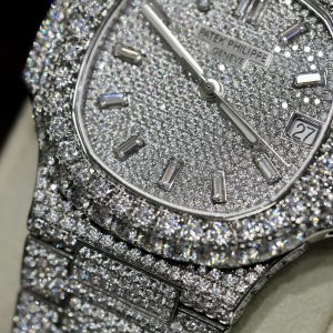 Patek Philippe Iced Out Nautilus 5719 Custom Full Moissanite Diamonds 40mm (5)