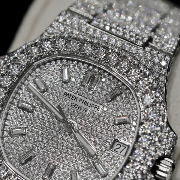 Patek Philippe Iced Out Nautilus 5719 Custom Full Moissanite Diamonds 40mm (5)