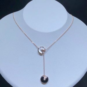 Amulette De Cartier Womens Necklace 18K Rose Gold Natural Diamond Custom (2)