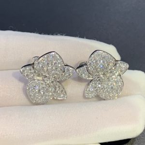 Caresse D’Orchidees Par Cartier Women Earring Custom Natural Diamond 18K White Gold (2)