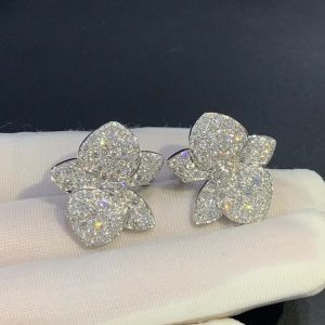 Caresse D’Orchidees Par Cartier Women Earring Custom Natural Diamond 18K White Gold (2)