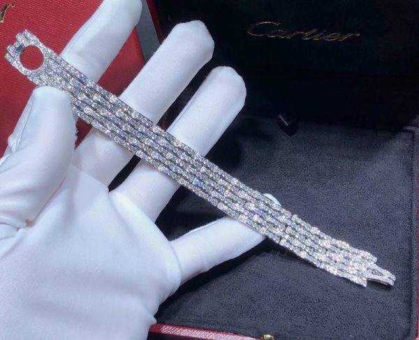 Cartier Agrafe Bracelet Custom Natural Diamond 18K White Gold (2)