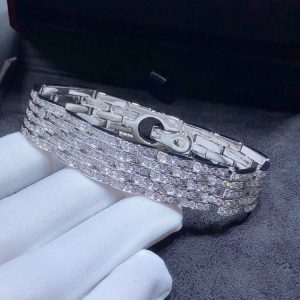 Cartier Agrafe Bracelet Custom Natural Diamond 18K White Gold (2)