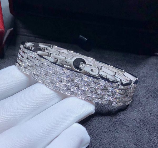 Cartier Agrafe Bracelet Custom Natural Diamond 18K White Gold (2)