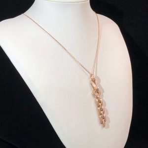 Cartier Agrafe Womens Necklace Custom 18K Rose Gold Natural Diamond (2)