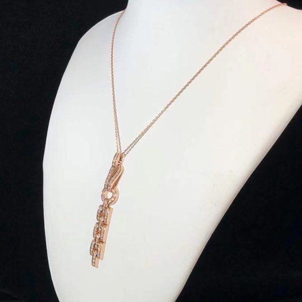 Cartier Agrafe Womens Necklace Custom 18K Rose Gold Natural Diamond (2)