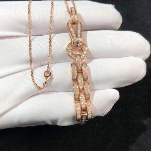 Cartier Agrafe Womens Necklace Custom 18K Rose Gold Natural Diamond (2)