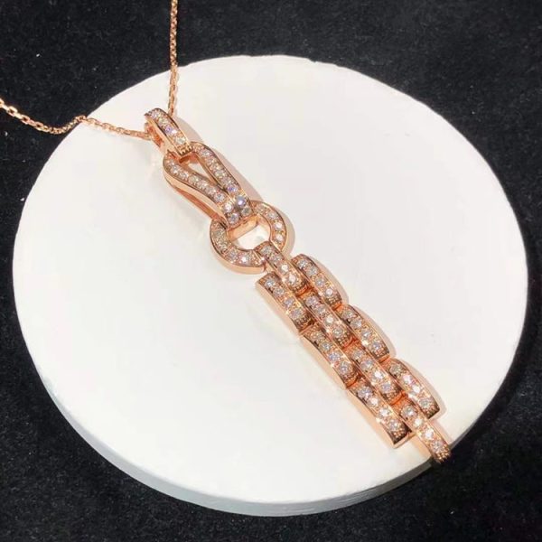 Cartier Agrafe Womens Necklace Custom 18K Rose Gold Natural Diamond (2)