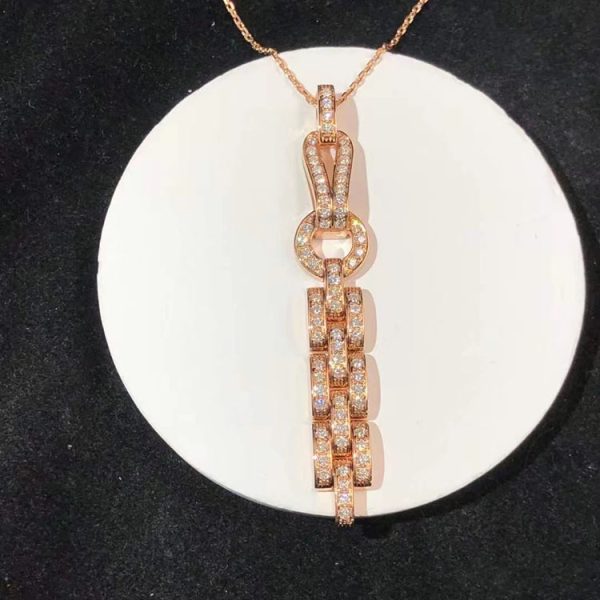 Cartier Agrafe Womens Necklace Custom 18K Rose Gold Natural Diamond (2)