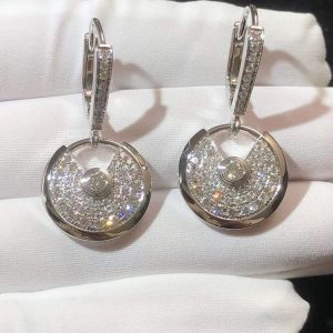 Cartier Amulette Earring Natural Diamond 18K White Gold Custom (2)