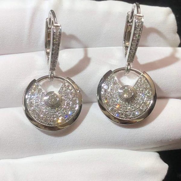 Cartier Amulette Earring Natural Diamond 18K White Gold Custom (2)