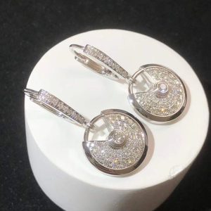 Cartier Amulette Earring Natural Diamond 18K White Gold Custom (2)